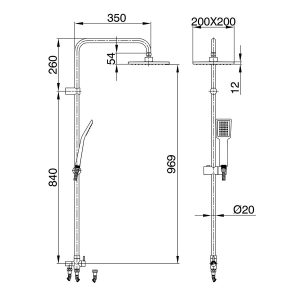Душ система ТЕRRA арт.102 158 014 чертеж