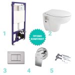 Промоционален комплект 5 в 1 - структура за вграждане, крепежи, бутон и конзолна тоалетна чиния GREEN PLUS с биде, смесител DALIA