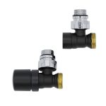 Комплект спирателни кранове за водна лира, черен мат (без адаптори ¾“ към 16×2 mm)