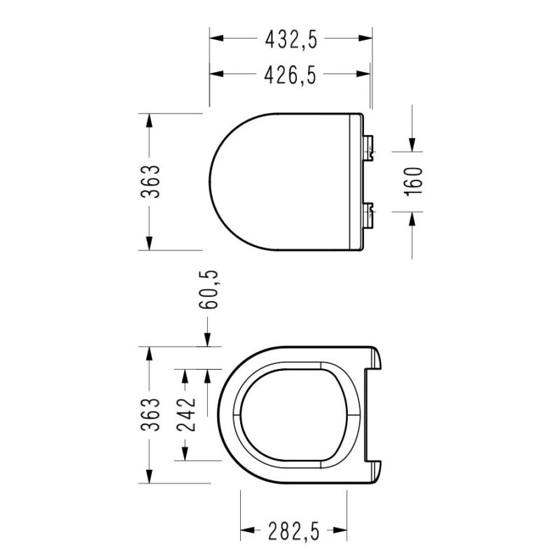 Kонзолна тоалетна чиния SMART (SM 36) 495х355 мм без ръб (RIM Free/Rimless) с бавнопадащ капак (SLIM Soft Close)