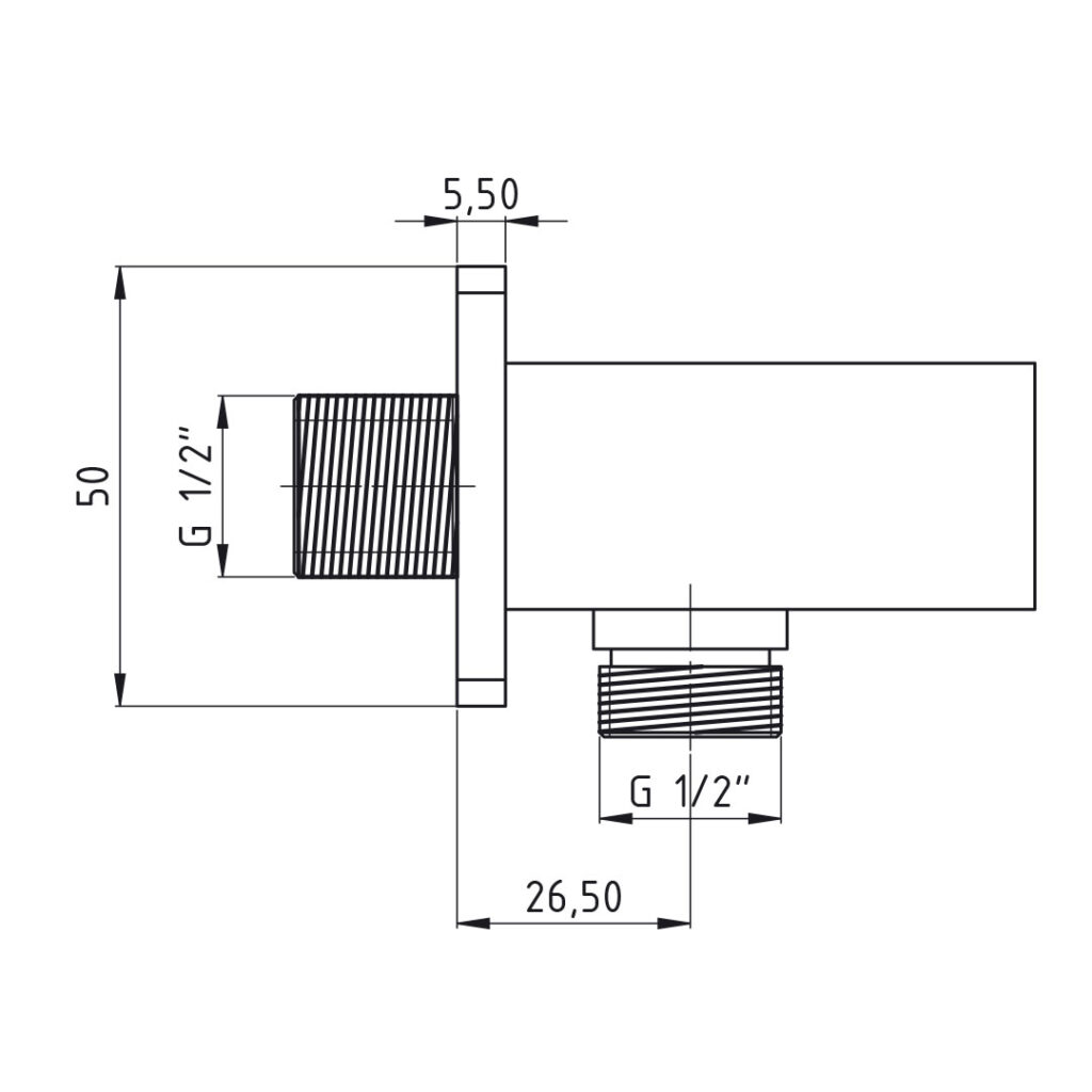Квадратно коляно за вграждане със закачалка DCD01